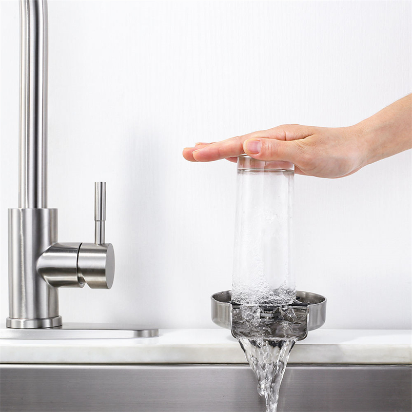 High Pressure Stainless Steel Glass Rinser Cup Cleaner with Drip Tray and Sustainable Design - Ideal for Bars, Restaurants, Cafes, and More!