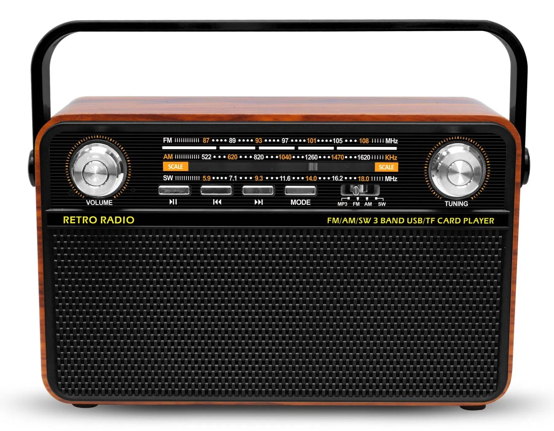 Kemai MD-505BT Portable 3-Band Am FM Sw Radio, High Volume, , TF Card and MP3 Player, Rechargeable Speakers Classicism Furniture Decoration Bluetooth Remote Con