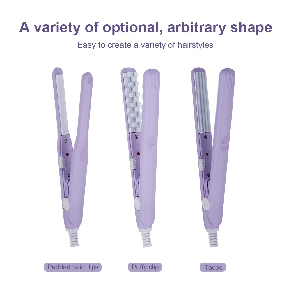 Mini Flat Iron Curling Iron PTC Ceramic Hair Straightener and Curler 2 in 1