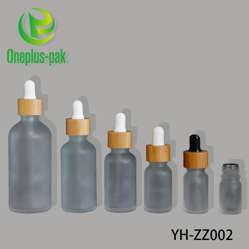 Natural Bamboo Lid Frosted Glass Dropper Bottle 15/30/60/80/100/120ml