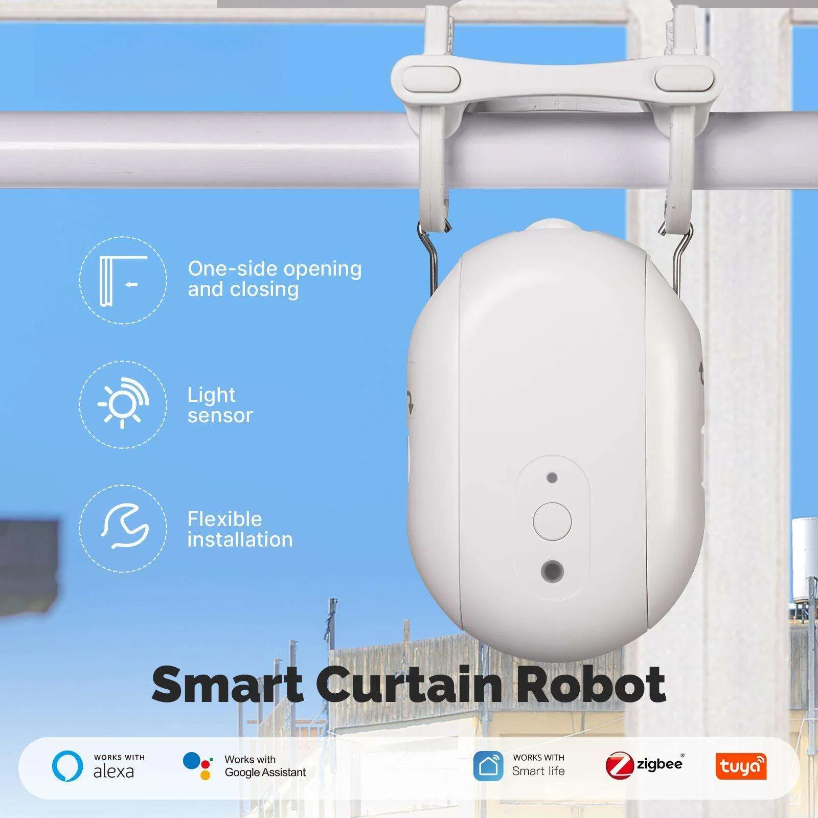 SLS Tuya Zigbee Smart Electric Curtain Robot Wireless Automatic Curtains Driver Motor