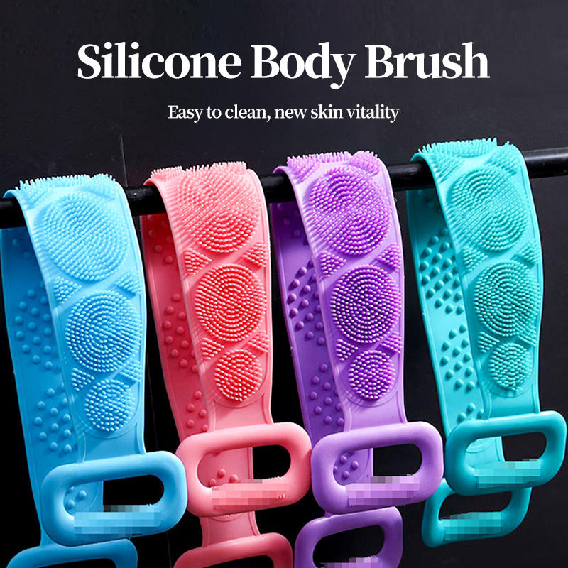 Custom Brushes Sponges Wholesale Soft Exfoliating Long Body Scrubber Silicone Bath Brush