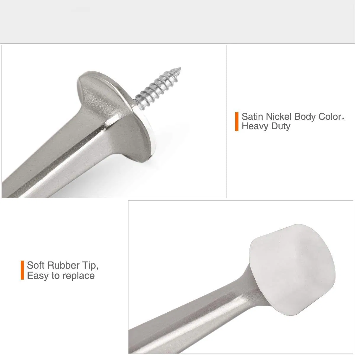 Solid Rigid Door Stop with Soft Rubber Tip