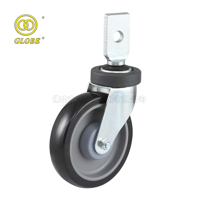 5inch 125mm Threaded Stem Type PU Expending Stem Supermarket Shopping Trolley Wheels