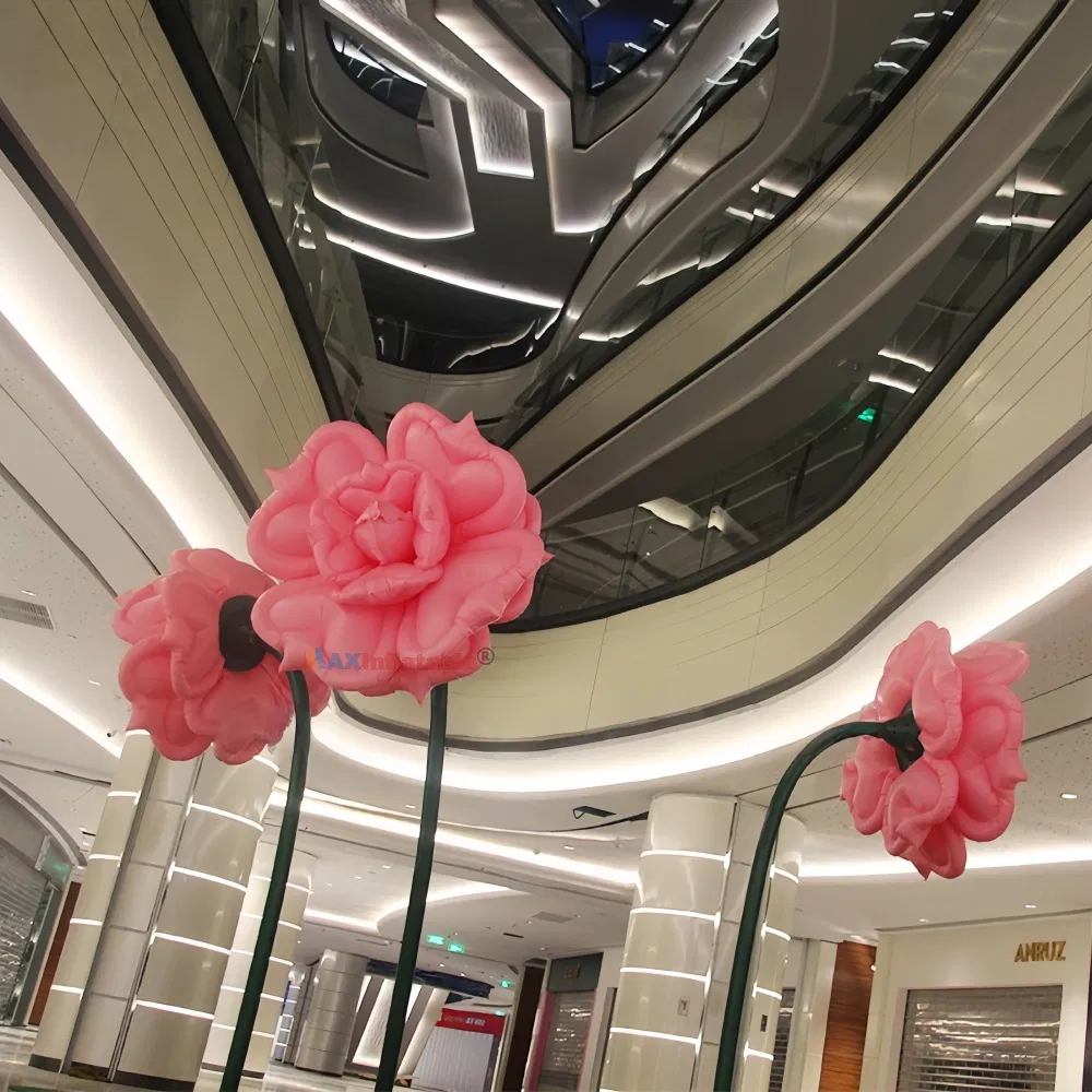 Shopping Mall Street Decorative Inflatable Automatic Sensor Flower-Shaped LED Light Air Model