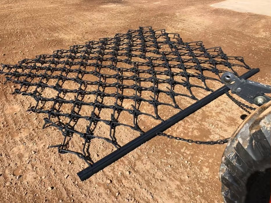 4 FT Heavy Duty Steel Durable Chain Rake Field Leveling Drag Harrow Hook up to ATV, UTV and Utility Tractor