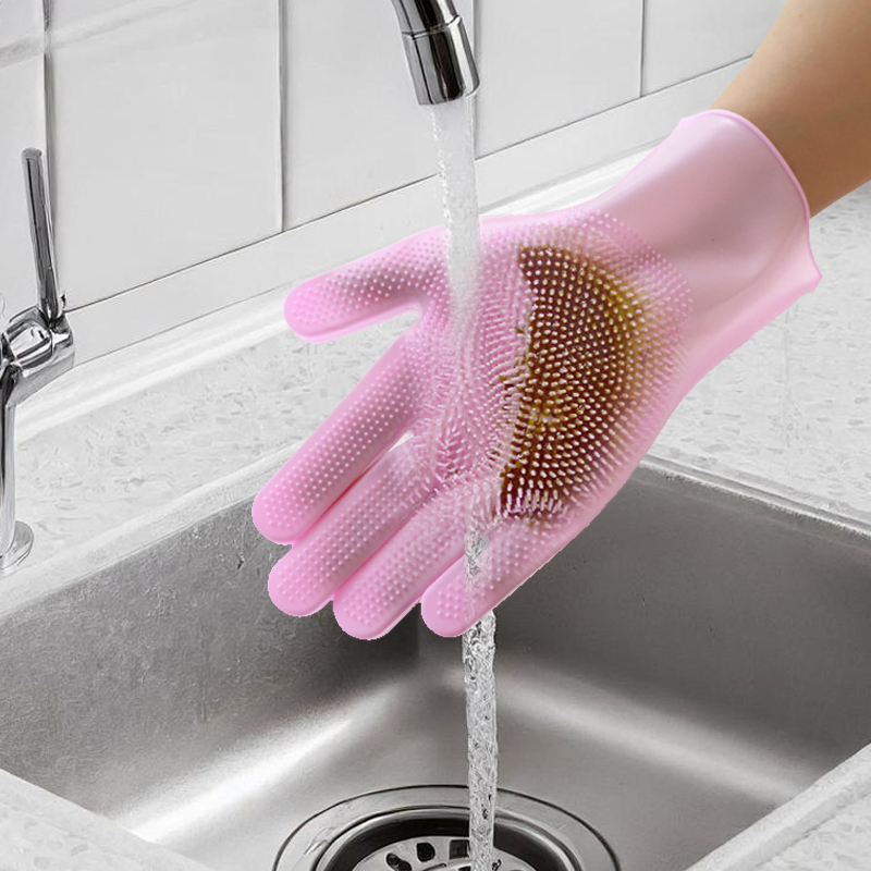 Silicone Dishwashing Gloves Household Thickened Durable Cleaning Kitchen Household Gloves