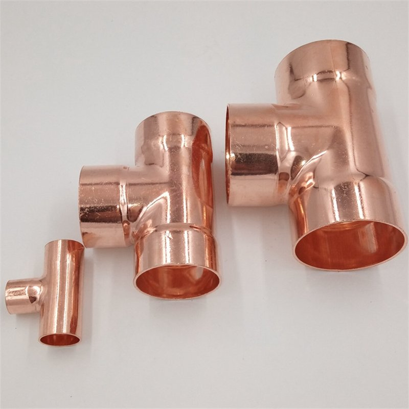 New Product 3/8" 3 Way Copper Tee Pipe Copper Press Fittings Copper Tube Tee Connector for Refrigeration HVAC Parts