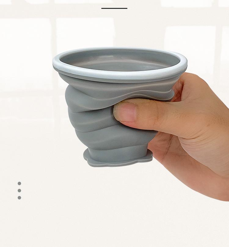 Portable Silicone Folding Cup for Travel. Camping Portable Cup with Hanging Rope and Steel Ring. Food Grade Silicone Folding Cup