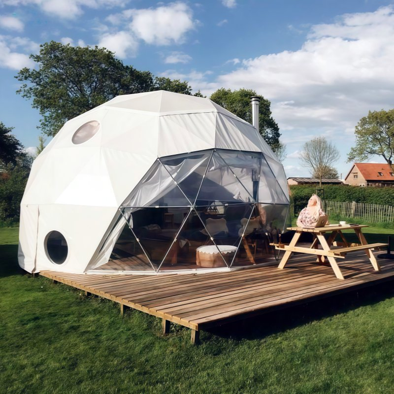 Factory Direct Sale Modern Outdoor Hotel Resort PVC Transparent Round Canvas Geodesic Igloo Glamping Dome House Tent