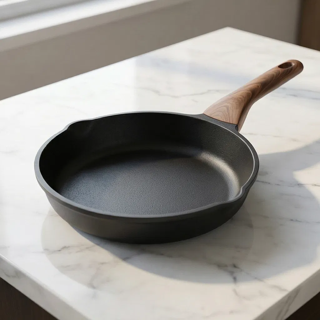 LFGB Certified Food-Grade Die Cast Aluminum Frypan Marble Coating