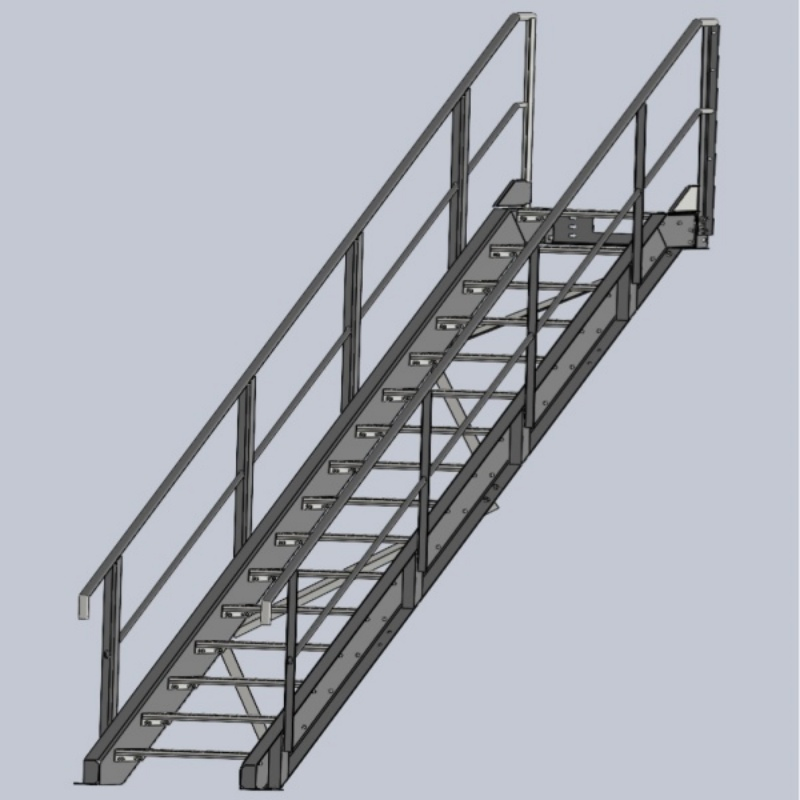 Industrial Safety Staircases with Handrails and Guardrails - Steel Structure Staircases