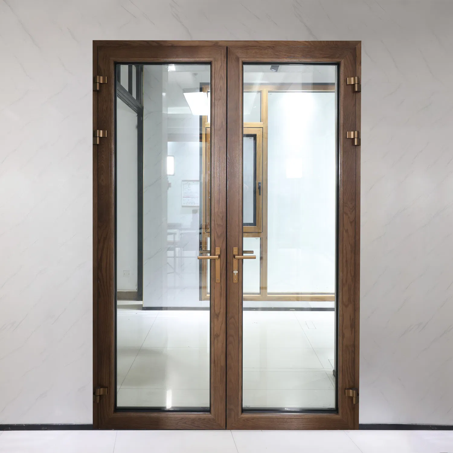High Quality Exterior Flush Aluminum Clad Wooden Hinged Entrance Door