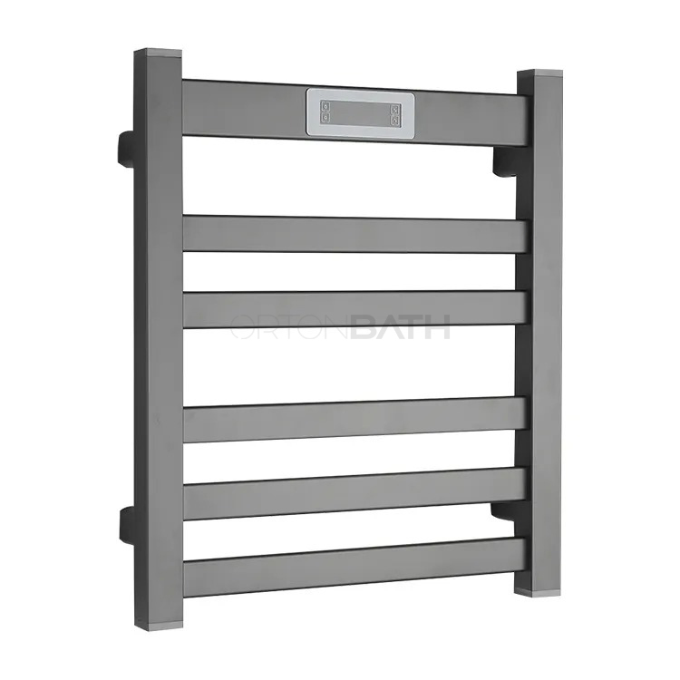 Ortonbath Towel Warmer with Built-in Timer for Bath Hardwired Heated Drying Rack Straight Bars Mirror Polish