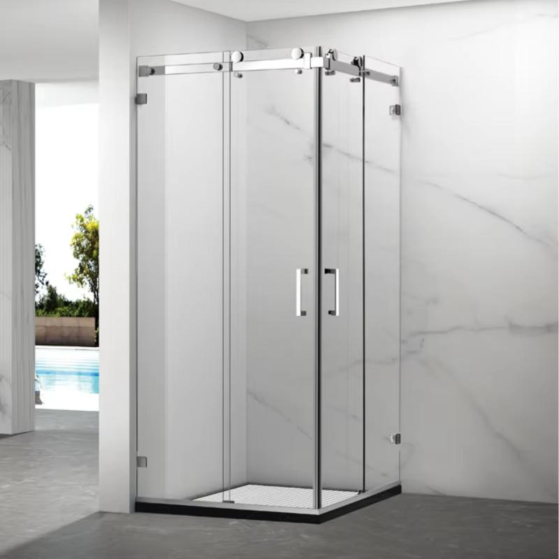 Modern Bathroom Frameless Sliding Glass Door 8mm Tempered Glass Square Shower Enclosure Room