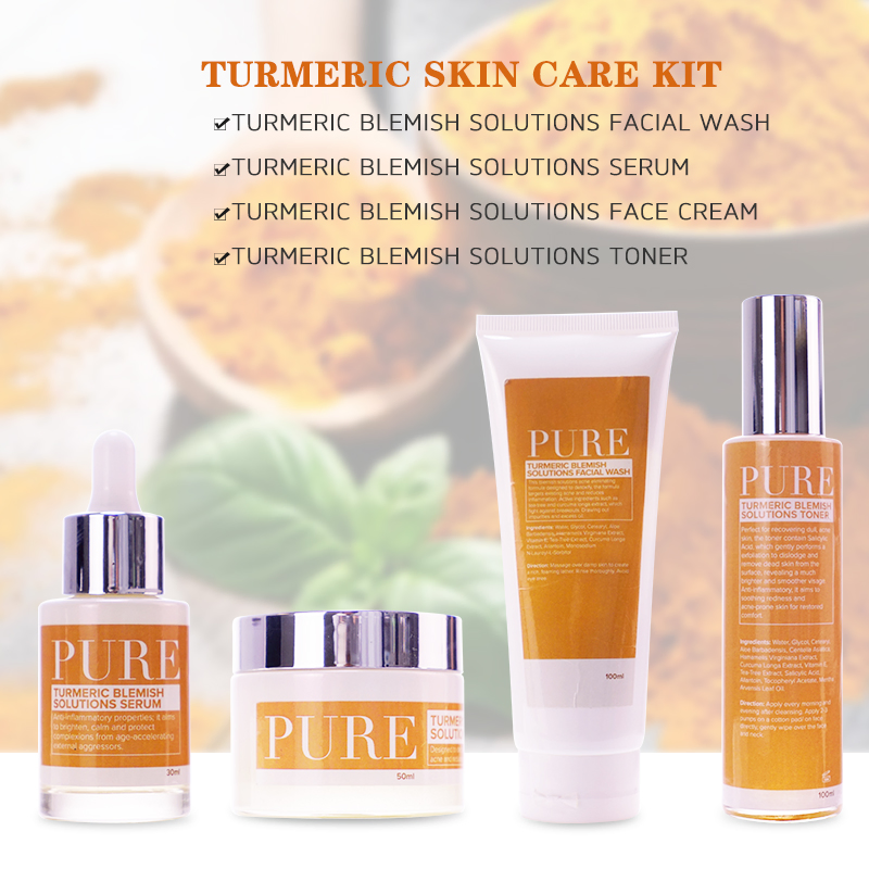 Organic Natural OEM ODM Face Care Rejuvenating Lightening Turmeric Facial Skincare Set