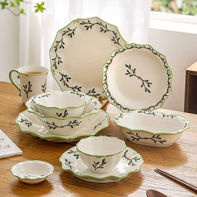 Ceramic Tableware Set Rice Serving Bowls Color Glaze Ceramic Soup Bowl