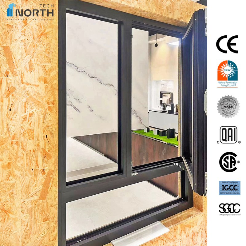 Northtech Casement Sliding Awning Tilt and Turn UPVC PVC Vinyl Aluminum Impact Windows and Doors with Nfrc Nami CE Qai Certification