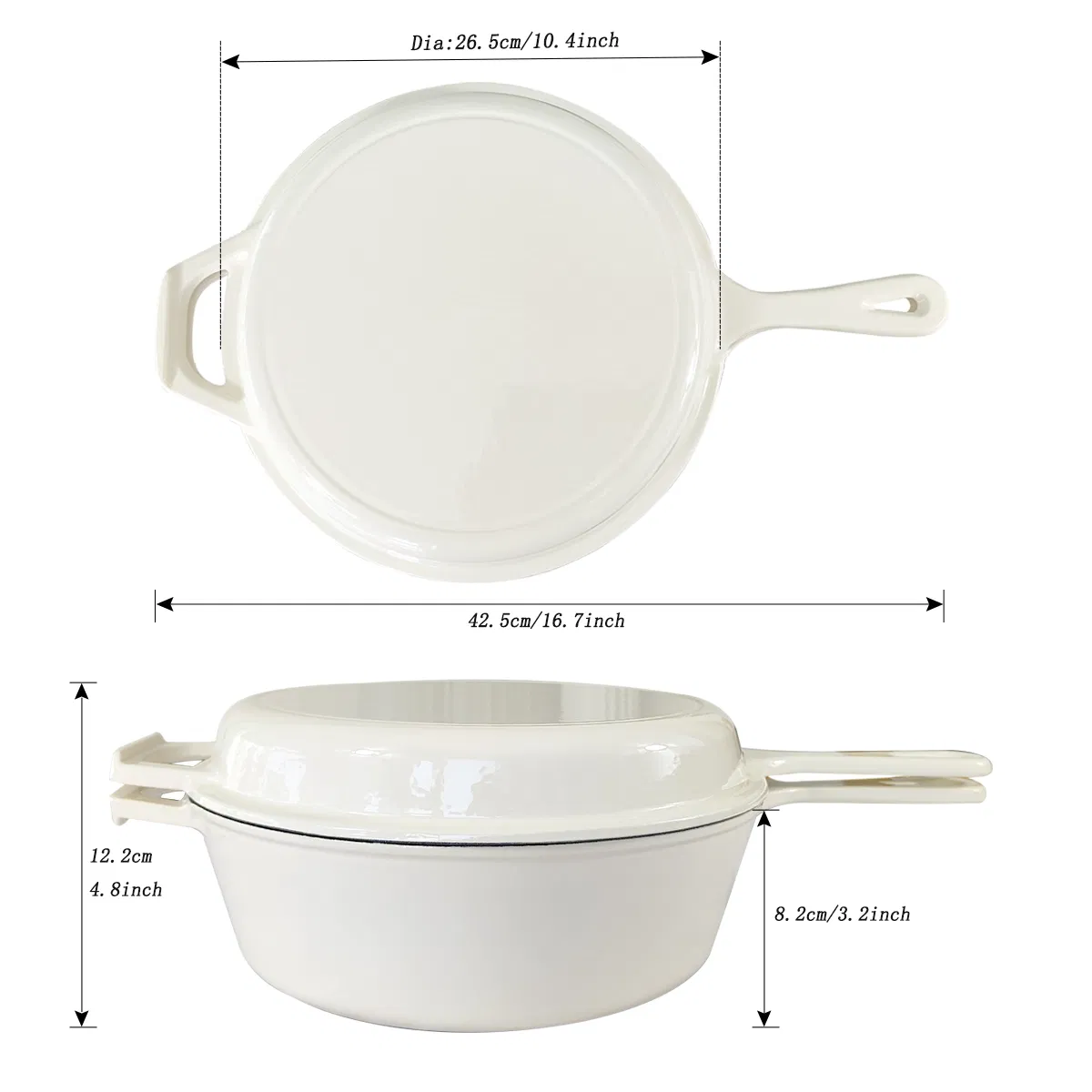 26cm Cast Iron Soup Pot with Long Handle Design for Nutrient Preservation Simmering Soup