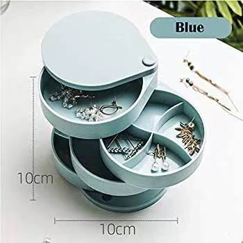 Round Jewelry Storage Box with Lid Storable Four Layers 360-Rotating Wbb12606