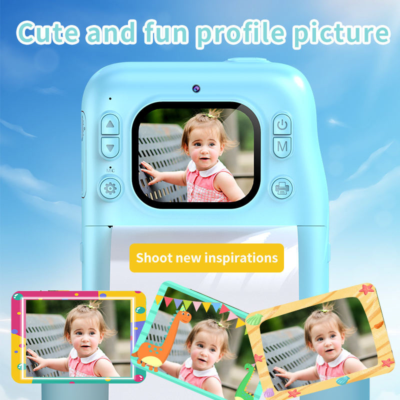 Children Boys Girls Video Photograph HD Digital Camera Toddler Instant Print Digital Camera Printing Camera Toy 1.44" Screen 1200mAh