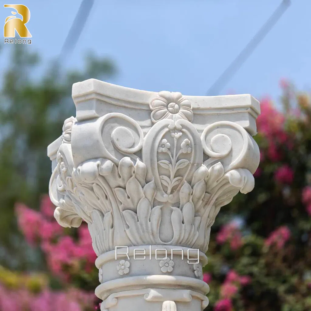 Exquisite Decorative Natural Stone Carving Pillar Marble Roman Column