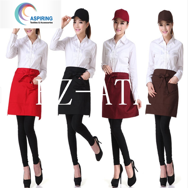 Commercial 3 Pockets Waist Apron Restaurant Waitress Waiter Half Aprons