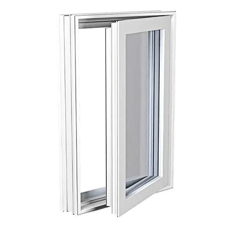 White Simple Style Hollow Transparent Tempered Glass Plastic Steel UPVC Casement Windows for Houses