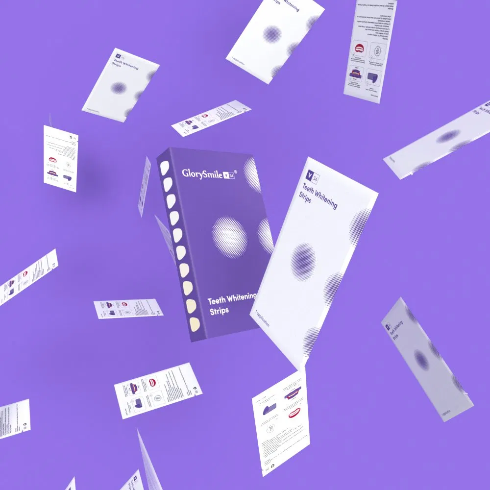 V34 Colour Corrector Purple Teeth Whitening Strips Low Sensitivity Mint Flavor