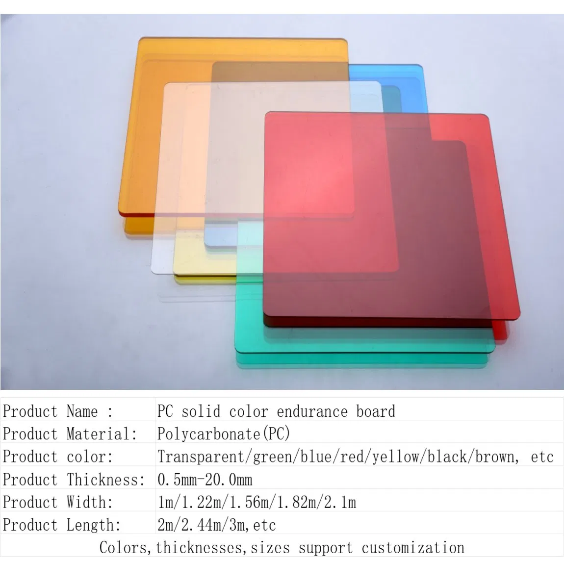 1.5mm~20mm Thickness Solid Polycarbonate Sheet/PC Sheet