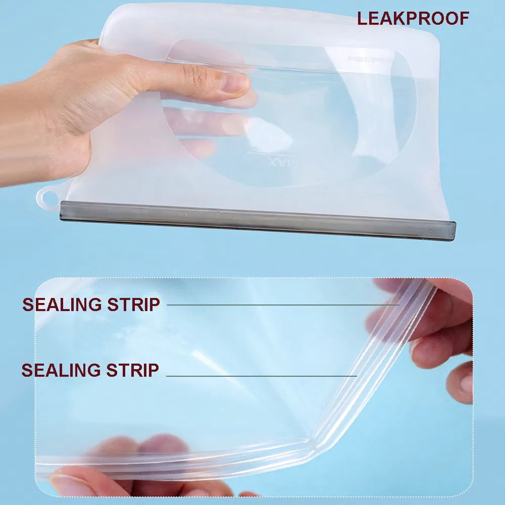 Dishwasher Safe Reusable Silicone Food Storage Freezer Sandwich Pouch Bags