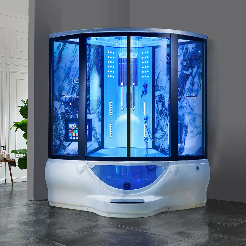 Acrylic Prefab Glass Shower Room Cabinet Enclosure Bathroom Simple Compact Bathtub Shower Combo with Foot Massage