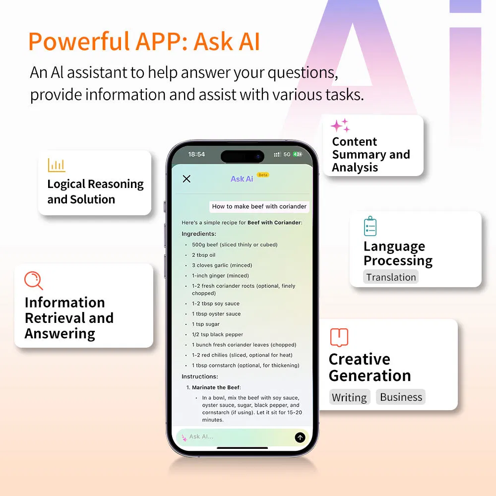 Ультратонкий 64GB AI диктофон с голосовым управлением и приложением