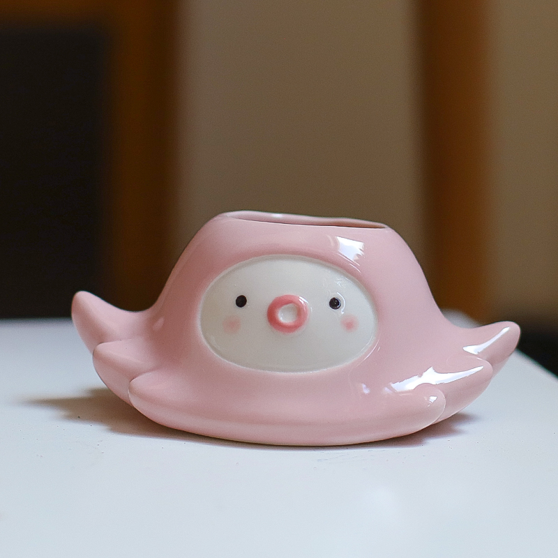 Горшок керамический для растений осьминог розовый с дренажом