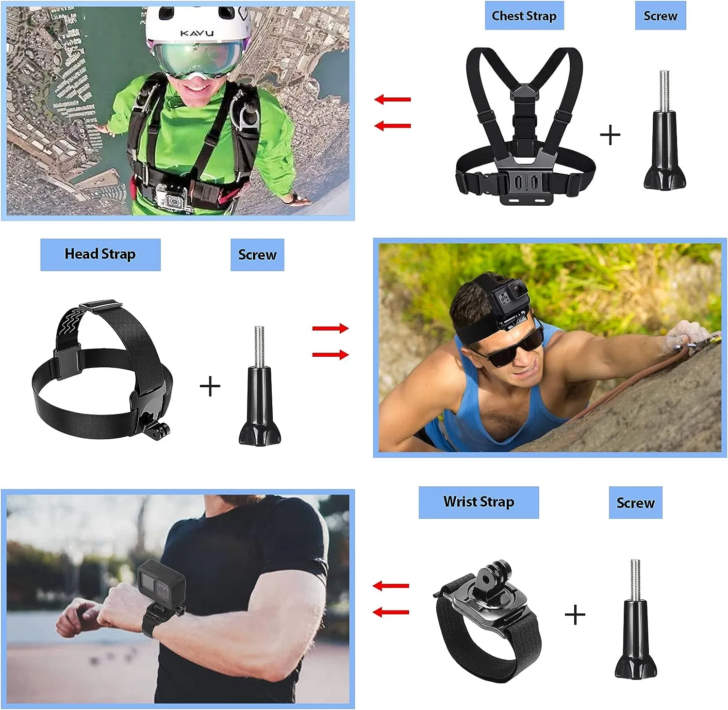 Gopro Accessories Set Hero 12/11/10/9 Sports Camera Accessories 61 in 1 Set with Large Storage Bag