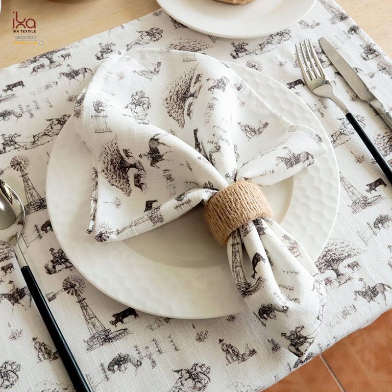 Large Gift Logo Quick Dry Wholesale Square White Handkerchief Kitchen Custom Printed Cotton Linen Tea Towel