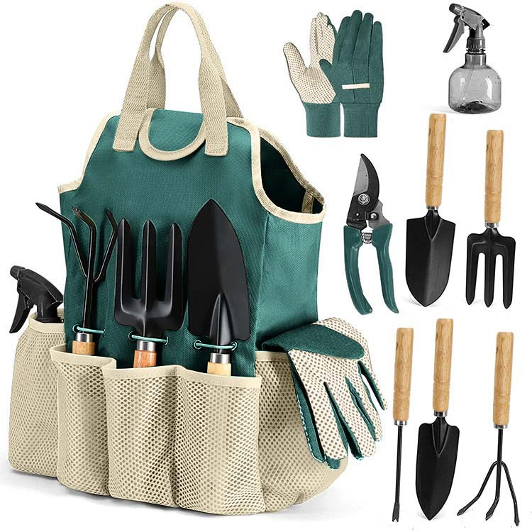 Amazon Hot Selling New Colorful Aluminum Alloy 9-Piece Outdoor Garden Tool Set