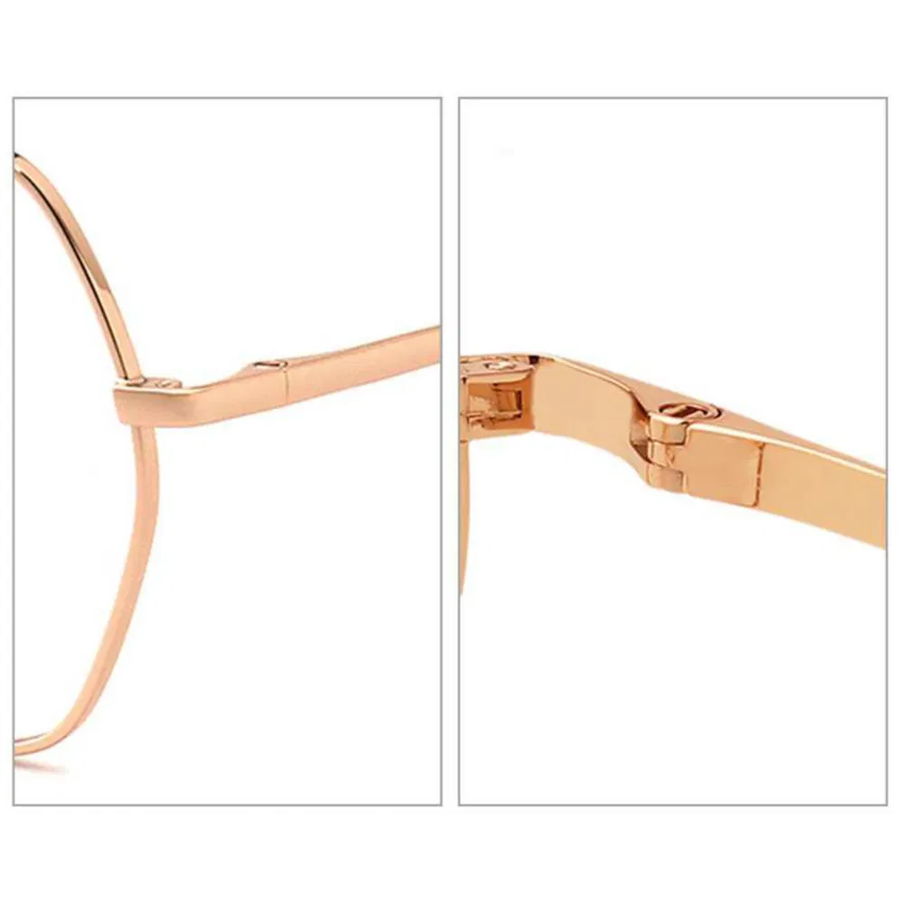Bom-1110 Stylish Eyewear: Rose Gold Hinges, Black Temples, Clear Lenses