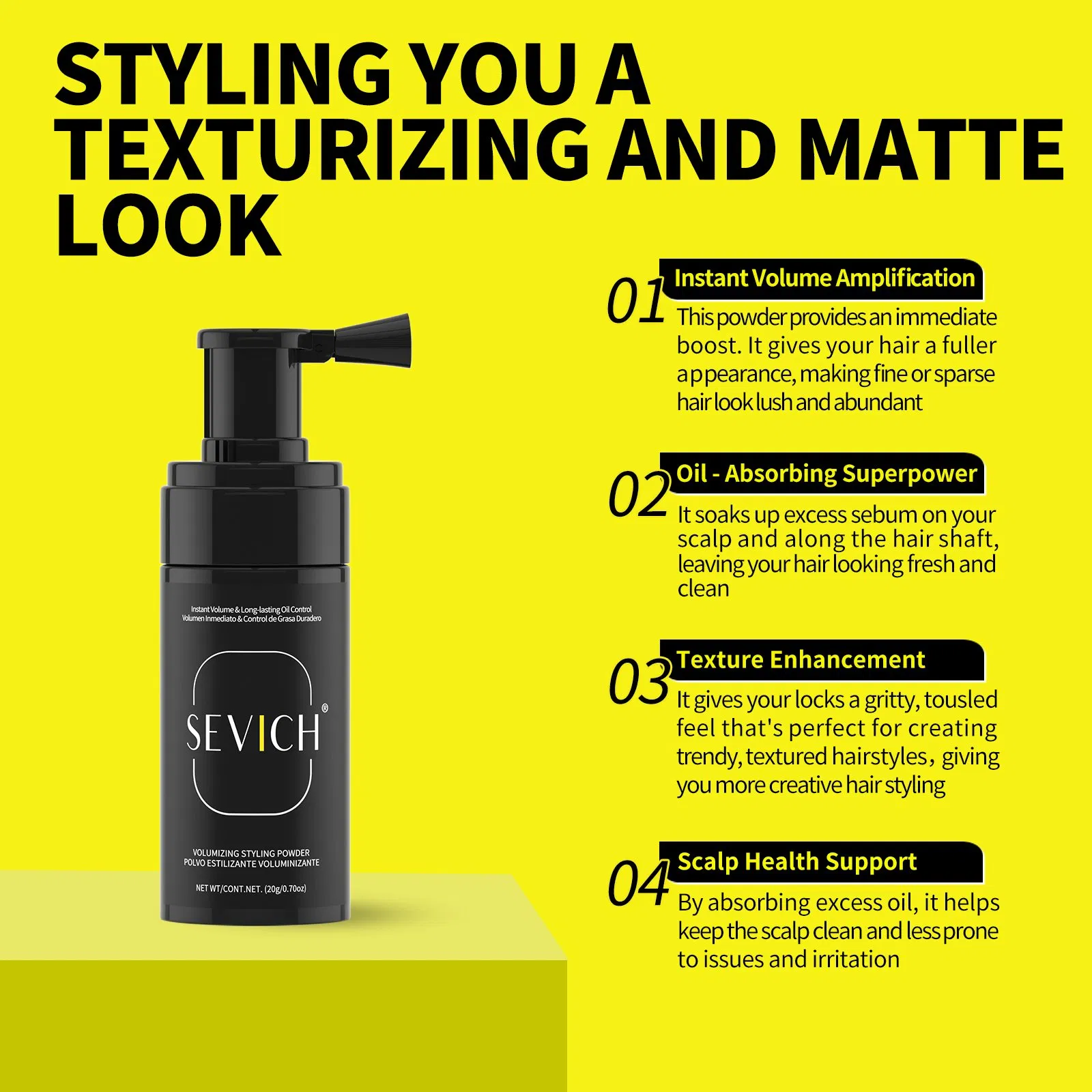 Custom Your Brand Barbershop Hair Style Product Instant Matt Hair Volumizing Texture Powder for Men