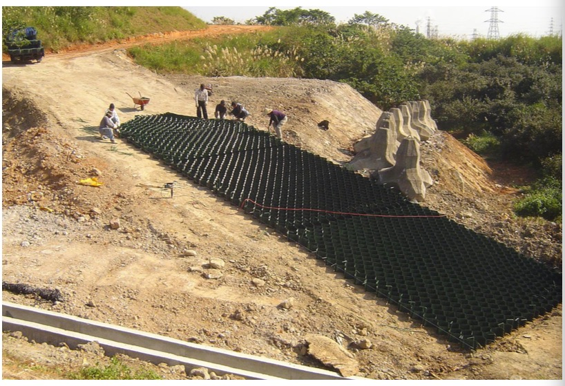Perforated and Textured Plastic Geocells for Heavy Trucks Traffic Road