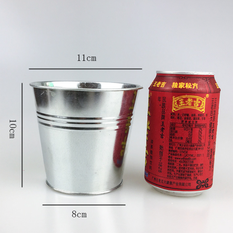 Ведро металлическое белое маленькое кашпо