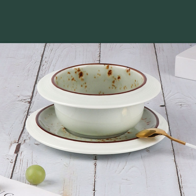 Custom Elegant Graceful Ceramic Soup Bowl Saucer Stew Soup Bowl