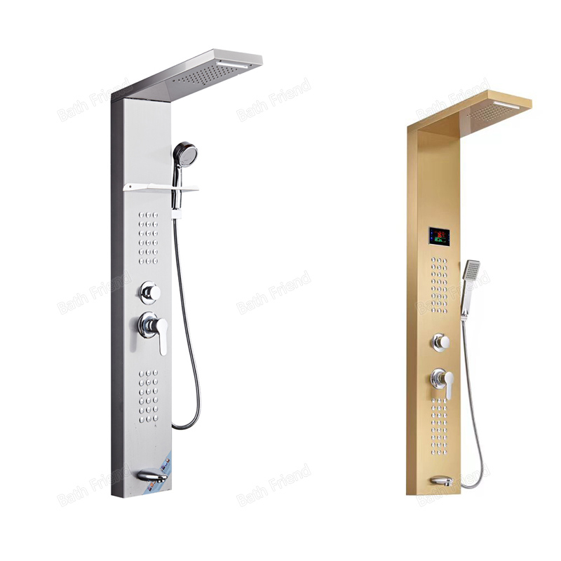 Luxury Stainless Steel Smart Waterfall Modern Rain LED Rain Bathroom Shower Panel
