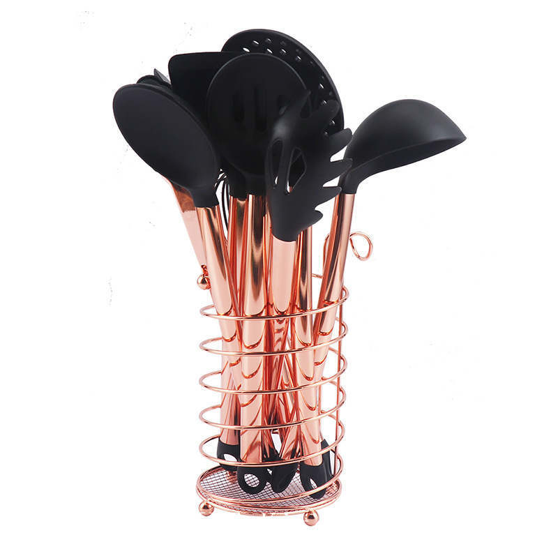 Rose Gold Handle Silicone Kitchenware Set Kitchen Supplies Appliances Storage