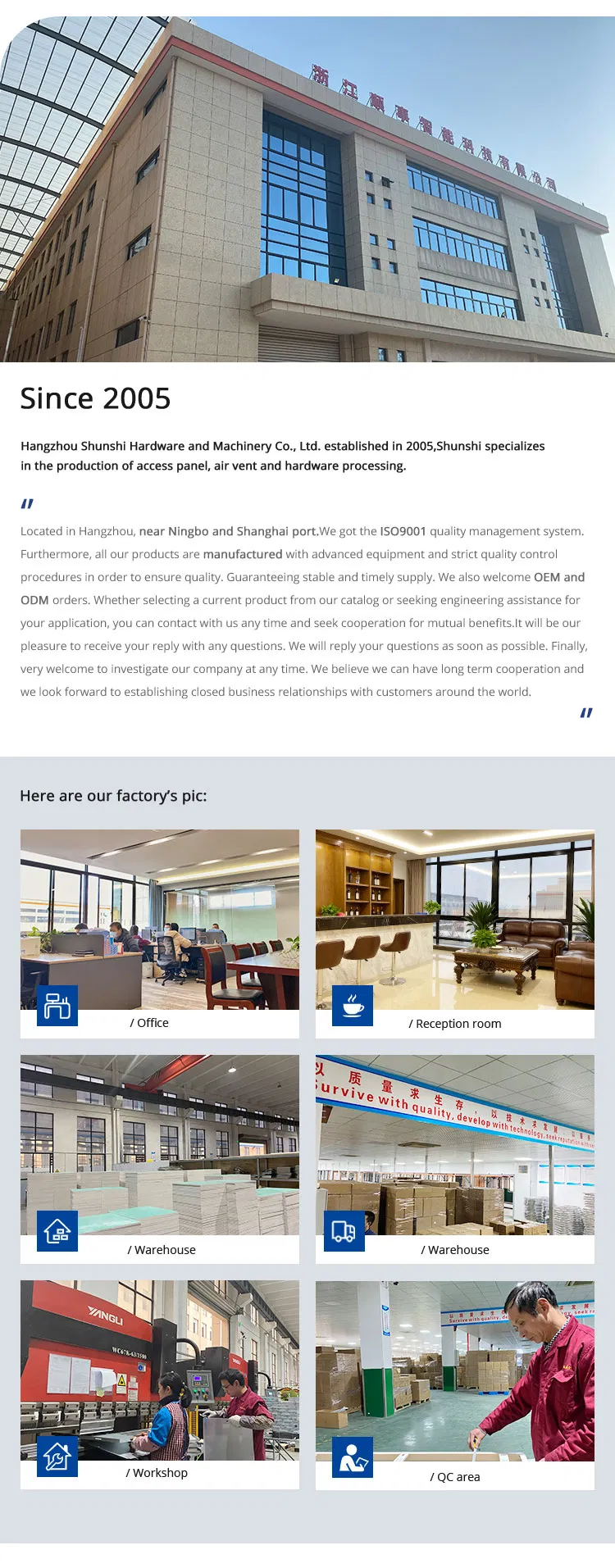 Modern Design Style Sample Provided Shunshi Cartons, Pallet or Wooden Case as Customer Need Drywall Trapdoor Panel