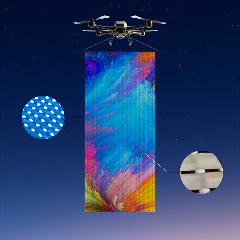 Flying LED Display P15 P20 P25 P31.25 Transparent Foldable Drone Show Hologram Flying Display LED Screen