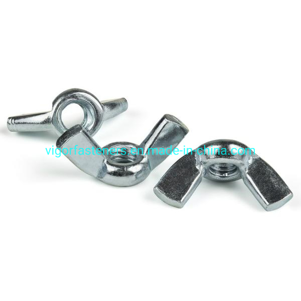 DIN314 White Zinc Plated Carbon Steel Grade 4.8 Edged Wing Nut / Edged Wings / Butterfly Wing Nut / Thumb Nuts Color Zinc Plated