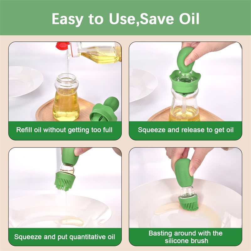 Olive Oil Dispenser Bottle Silicone Dropper Measuring Oil Dispenser Bottle for Kitchen Cooking