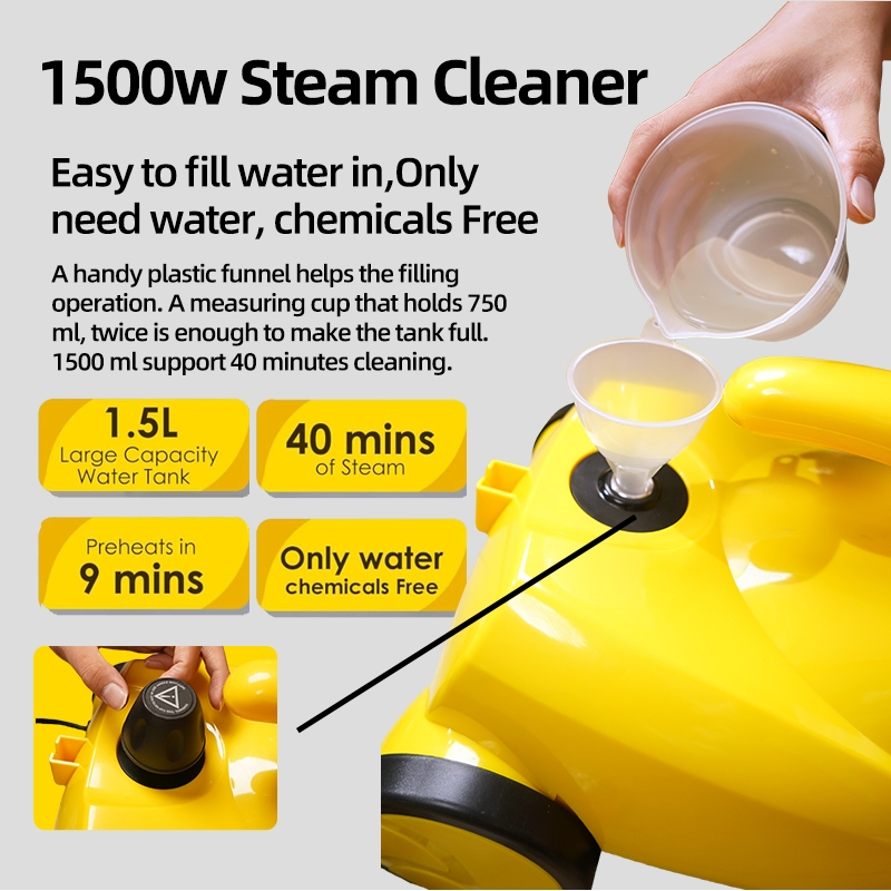 Household Limpiador a Vapor 1500W High Pressure Home Car Floor Handheld Steam Carpet Vacuum Cleaner
