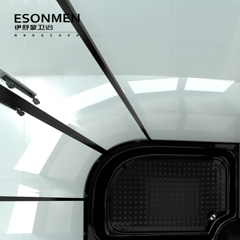 Luxurious Bathroom Shower Glass Room with Aluminium Frame by Black Painting